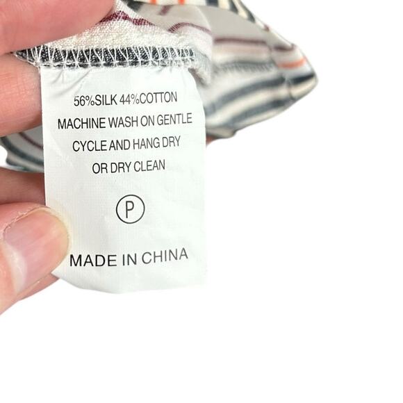 Marie Oliver Lachlan Silk Blend Tiered Mini Dress in Orange Stripe Womens Small - Picture 3 of 5